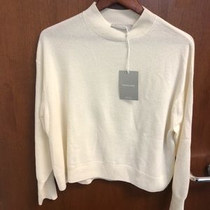 Everlane Cashmere Crop Mockneck L Ivory NWT